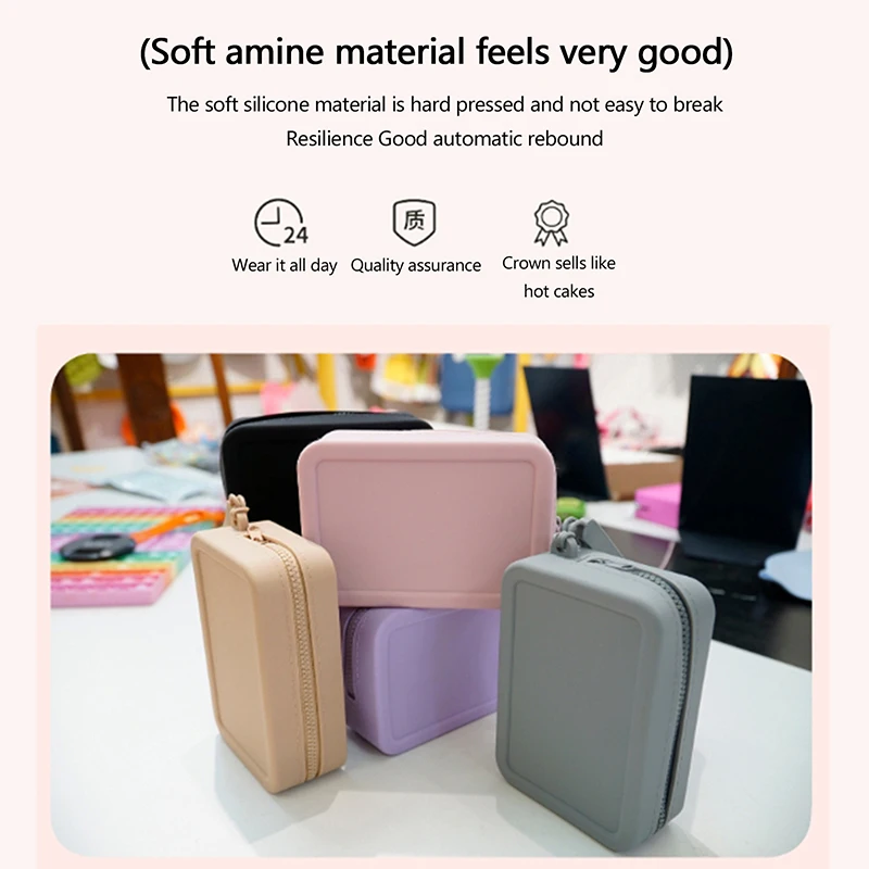 Square Silicone Lipstick Cosmetic Storage Bag Large Capacity Travel Makeup Brush Holder Portable Cosmetic Waterproof Organizer