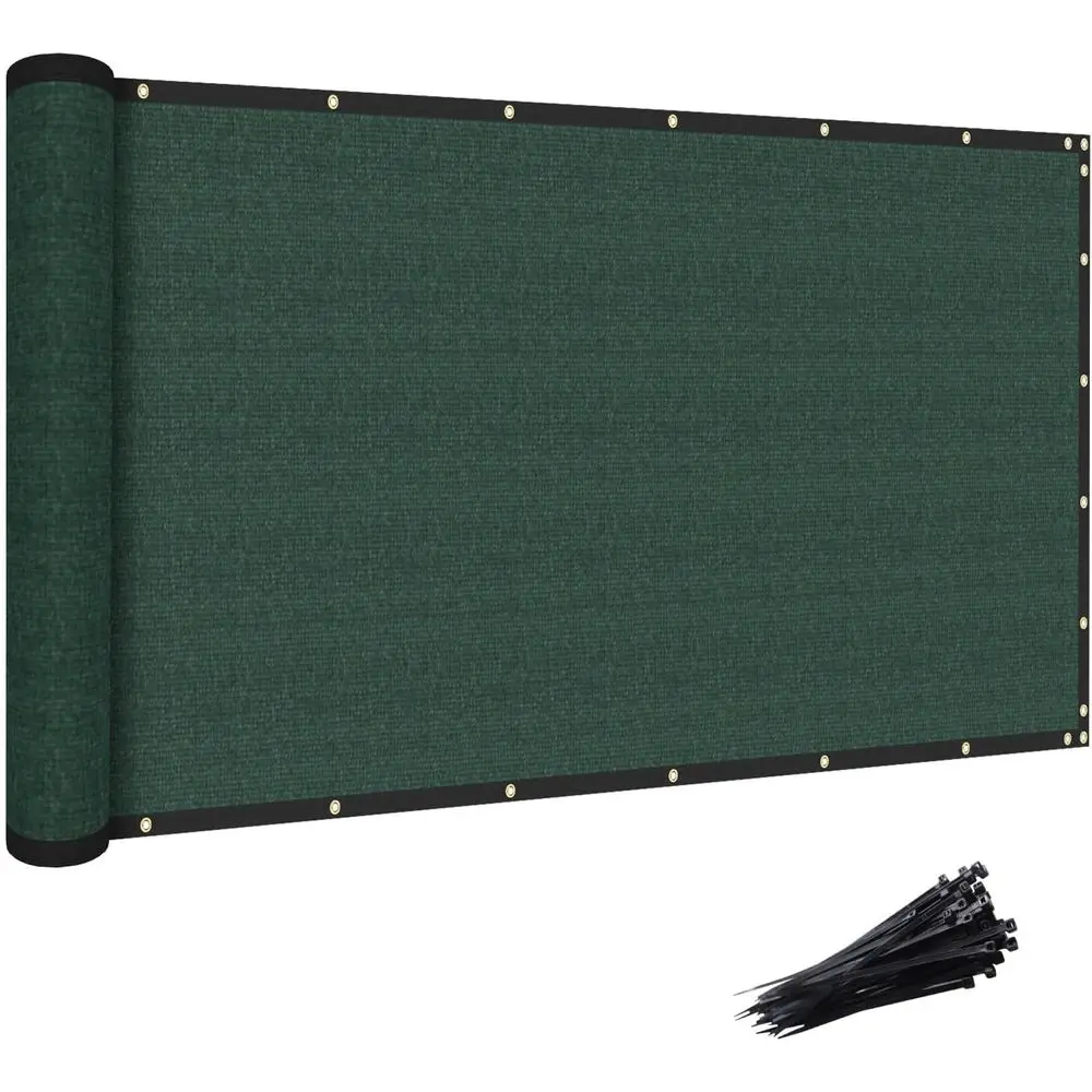 50' x 5' Green Privacy Shade Mesh Fabric for Outdoor Backyards - 90% Blockage, Customizable with Zip Ties