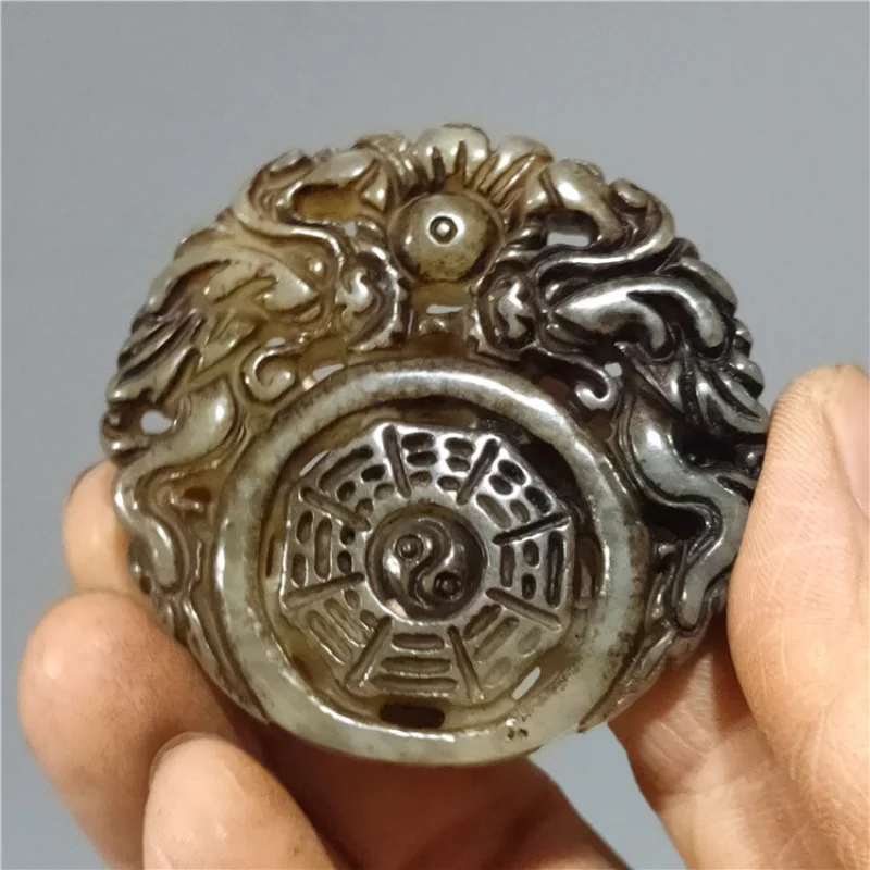 

Natural Stone Crafts Xiuyan Jade Old Double Phoenix Gossip Jade Pendant