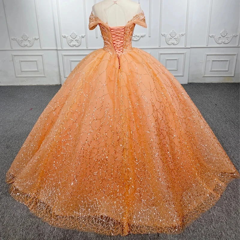 JANCEMBER Gorgeous Quinceanera Dresses Organza Ball Gown Beading Orange Sweetheart DY9532 Vestido 15 Quinceañera Bar Mitzvah