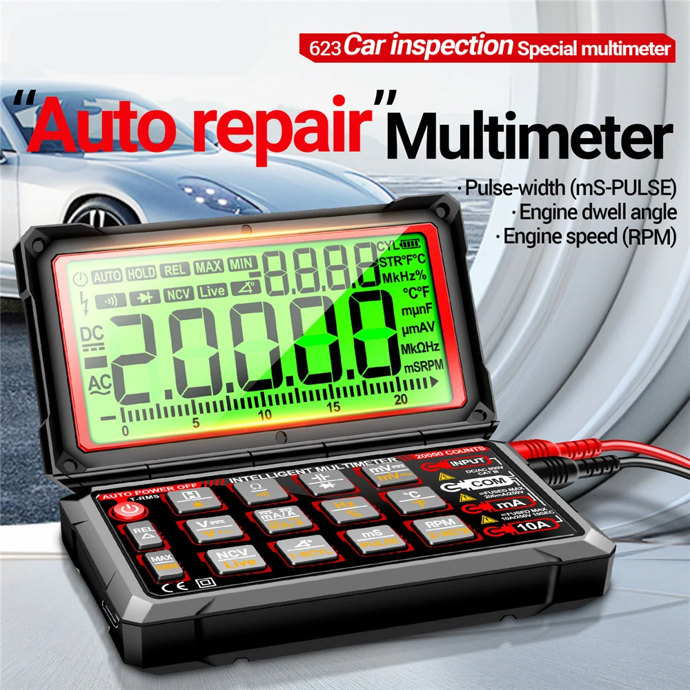 aneng 623 inteligente embutido recarregavel bateria de litio carro multimetro reparacao tester 20000 contagem voltimetro multitester medidor ferramentas 01