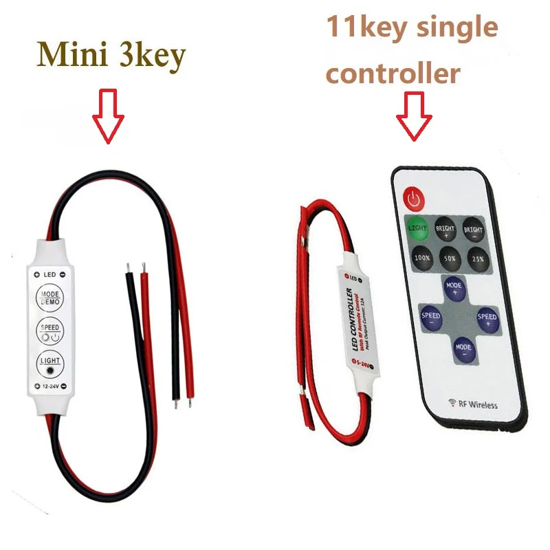 LED Strip Controller Mini Dimmer RF Remote DC 5V 12V 24V Controller For LED 5050 5630 2835 Strip Single Color