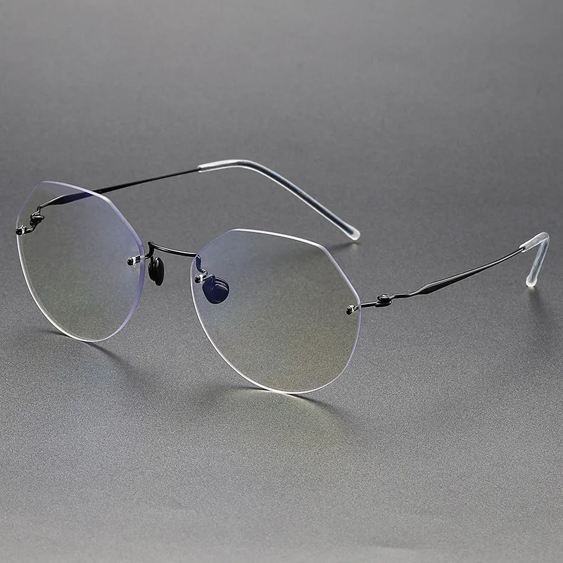 Denmark Brand Fashion Big Rimless Polygon Glasses Frame Men Women Titanium Ultralight Thin Rim