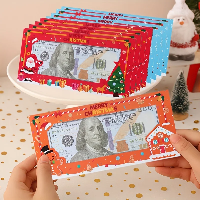 

24pcs Set Christmas Envelopes Paper Money Storage Box for Christmas Gifts Santa Claus Snowman Gingerbread Paper Cash Holders