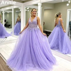 Annie Lavender Purple Prom Dresses Lace Appliqué Dress 2024 Vestidos De Fiesta A-shaped Corset Princess Graduation Party Dresses