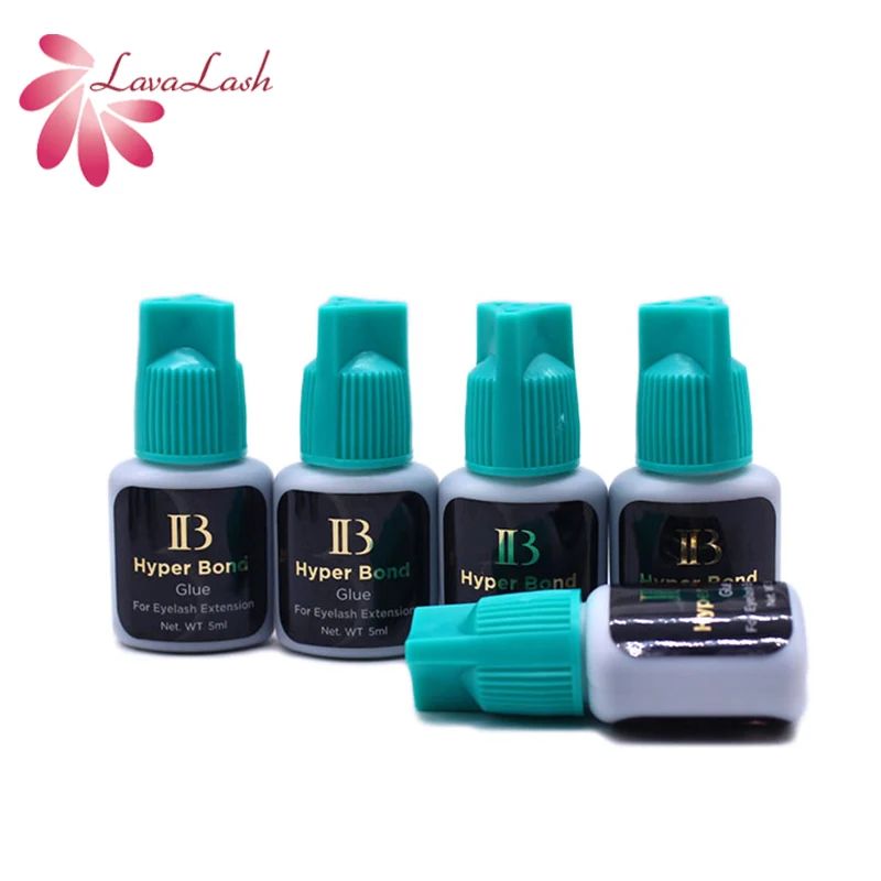 Original 5 Bottles Korea IB Ibeauty Hyper Bond 0.5s Glue Fast Drying Eyelash Extensions Glue Cyan Cap 5ml False lash makeup tool