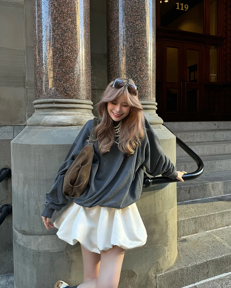 Simple Solid Color Satin Fluffy Elegant Sweet Short Skirt Cute Casual Mini High Waist Skirts for Women 2025 New Spring Summer