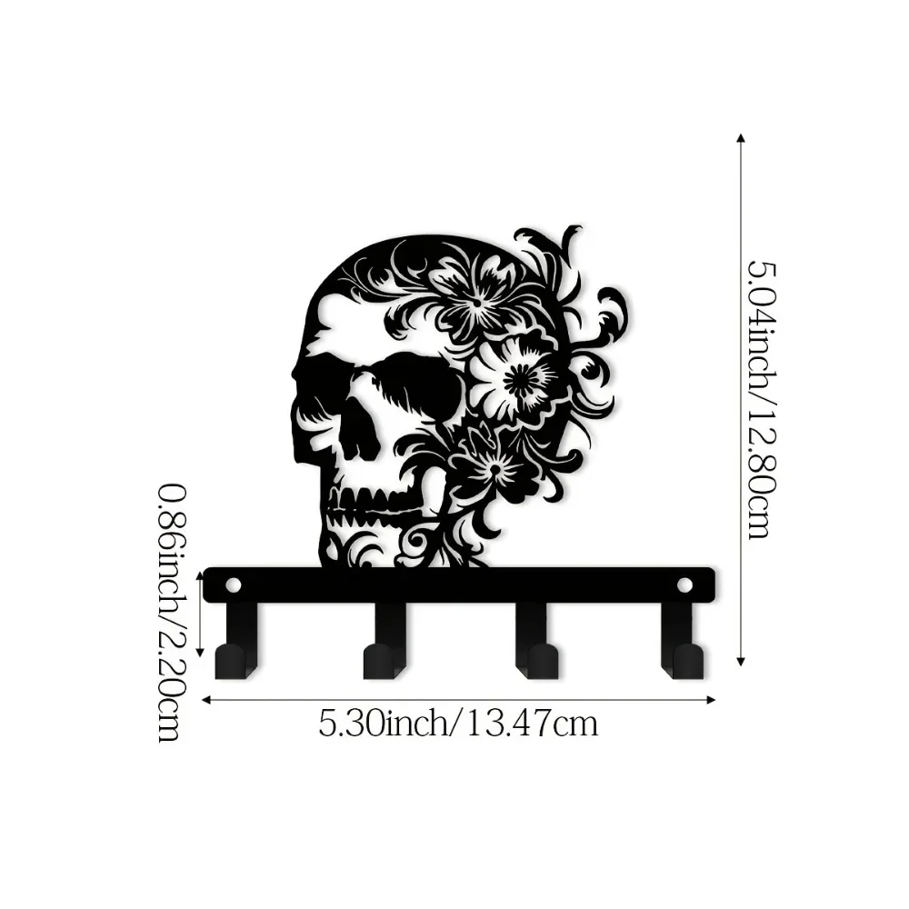 CIFBUY Iron Wall Art Skull Key Holder Metal Sign Waterproof For Home Entryway Living Room Decor Rustic Hanging Plaque