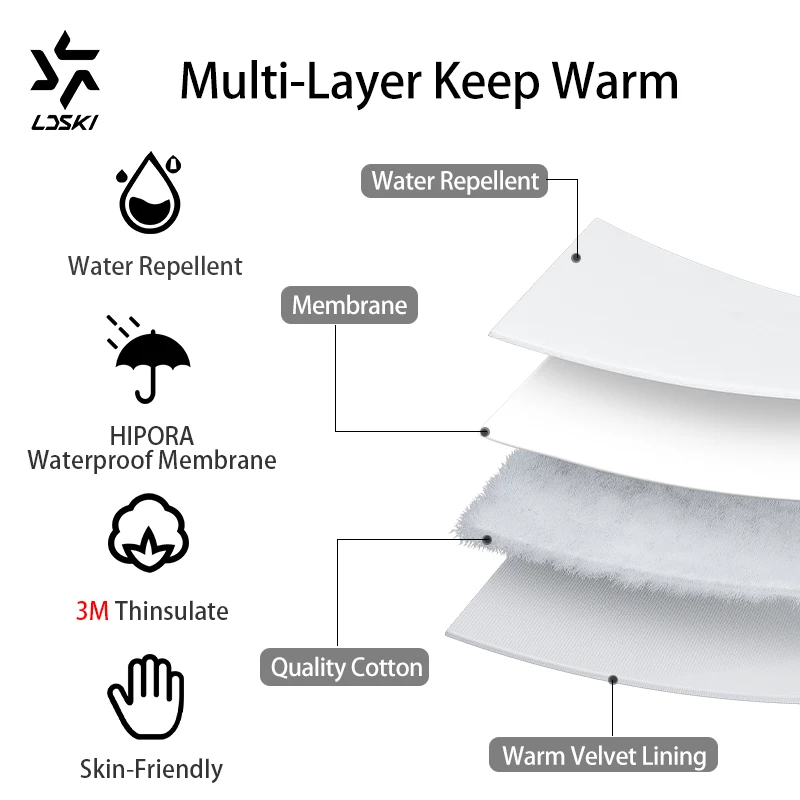 LDSKI 스키장갑 여자 남자 방수 겨울 발열 Kevlar 3M Thinsulate 스노우보드부품