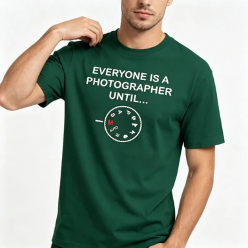 Men 100% Cotton Everyone Is A Photographer Until Camera Mode Dial Graphic T Shirt O Neck Casual Photographer Male Tees