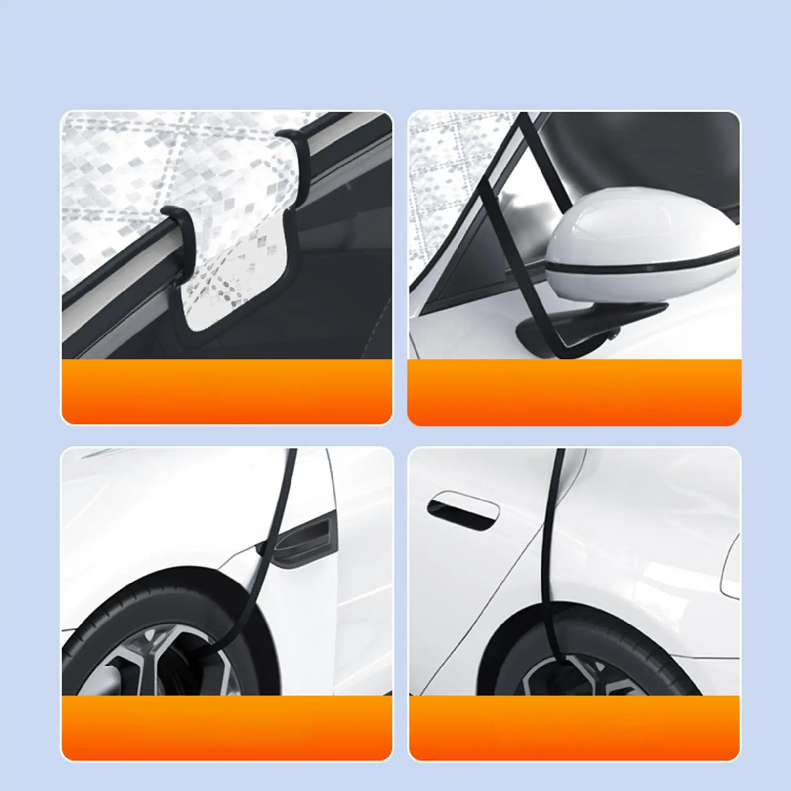 غطاء سيارة ثلجي مقاوم للرياح نصف قماش القنب غطاء جسم السيارة للطقس البارد طوال الليل وقوف السيارات المرآب المدرسة السفر عطلة في الهواء الطلق