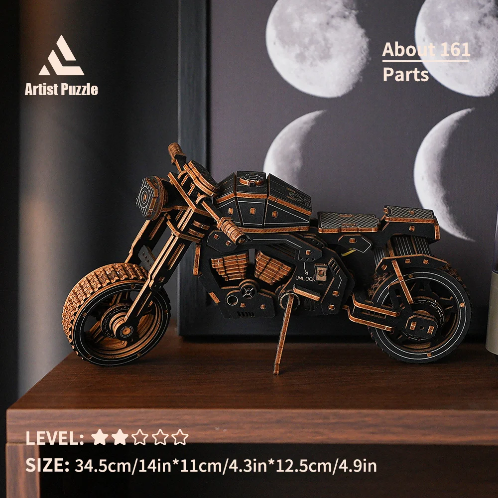 Puzzle in legno Kit 3D modello di blocco di costruzione fai da te giocattoli fatti a mano decorazione della scrivania in legno Puzzle di moto artigianali miglior regalo per adolescenti