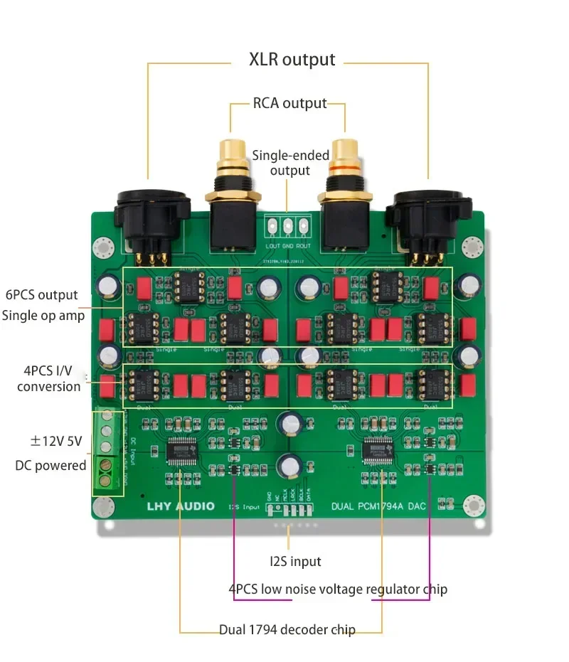 Dekoder PCM1794 PCM1794A Paralel Ganda DAC Papan Dekoder Seimbang USB Kit DIY Audio HiFi Koaksial 24Bit 192K