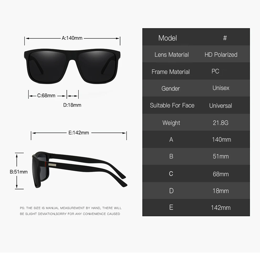 Modische Vintage Quadratische Sonnenbrille für Männer und Frauen Luxusmarken-Designer Herren-Sonnenbrille zum Fahren und Angeln UV400 Schutz Eyewear – Detail 5