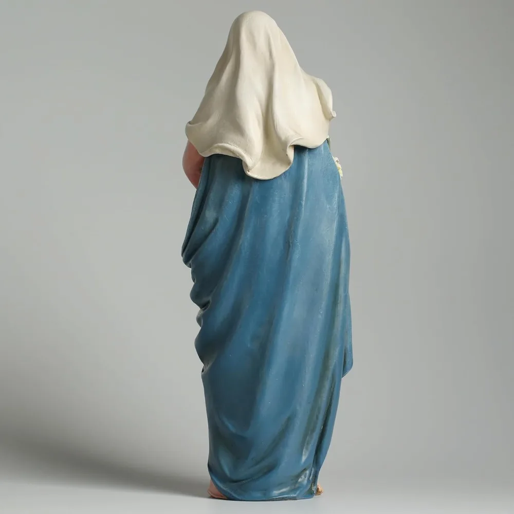 تمثال مادونا والطفل المرسوم يدويًا 13.5، ديكور منزلي كاثوليكي، مريم مع شخصية يسوع الطفل، تمثال مريم العذراء المباركة