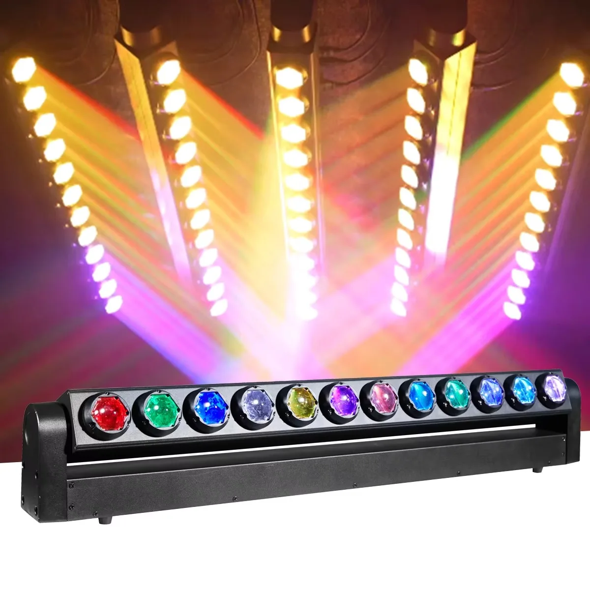 12x15W LED Beam Light RGBW 4in1 DMX512 Control Moving Head Wash Effect Light for Stage Party Club Disco Atmosphere Dyeing