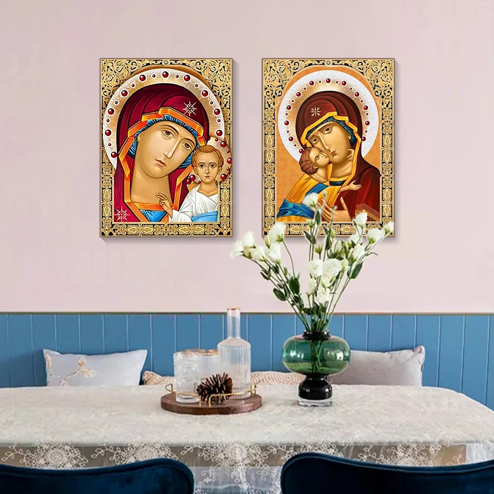 Diy Jesus Embroidery Virgin Mary Diamond Painting AB Religious Rhinestone Cross Stitch Handmade Gifts Mosaic Home Decoration