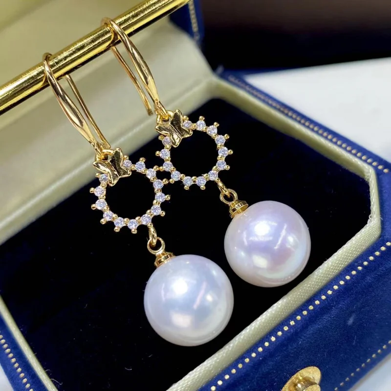 Pearl Earrings 18K Gilded Freshwater 10Mm Ear Hook