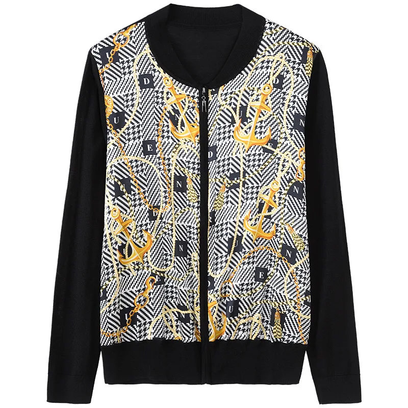 

Birdsky, 1PC Women cardigan sweater zipper outwear jacket top long sleeve 90.2% mulberry silk 9.8% spandex flower print, S-910