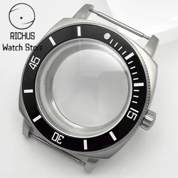 NH35 42mm Case Sapphire Glass Silver Frosted Watch Case Plane Ceramic Bezel Fit NH35 NH36 Movement Watch Accessories