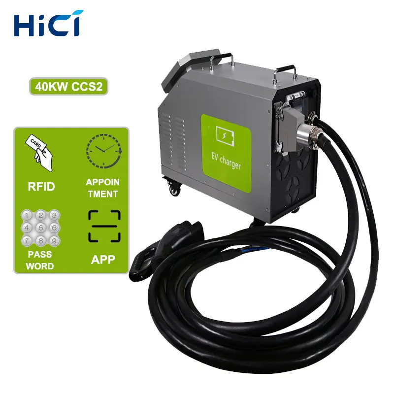 HICI 15kw 20kw 30kw 40kw CCS GBT chademo Portable EV Charging Station Mobile DC EV Charger for Electric Car outdoor charging