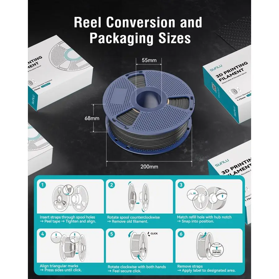 

ABS Filament 1.75mm 3D Printer Filament, Strong and Durable, Excellent Toughness, Individually Vacuum Packed, 4kg in Total, 1kg