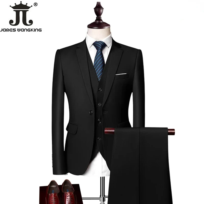 Blazer Vest Pants Mens Social Formal Business Casual Suit 3pcs and 2pcs Plus Size Groom Wedding Dress Gentleman Slim Prom Tuxedo