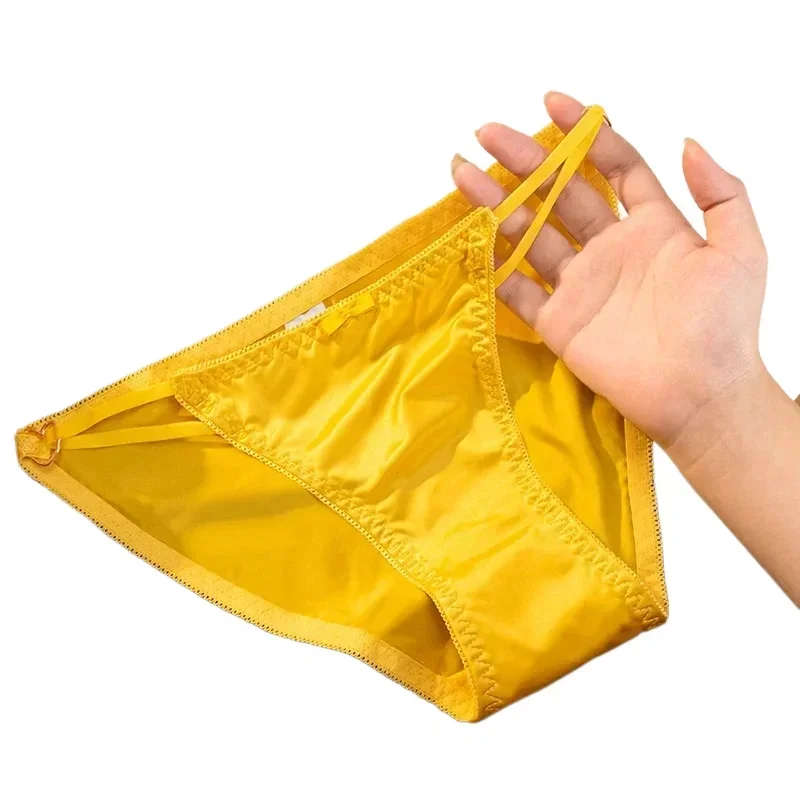 الإناث سلس الحرير الجليد ملخصات النساء منخفضة الخصر تنفس مريحة مثير السيدات ثونغ الملابس الداخلية الساتان النسيج الإناث السراويل #6