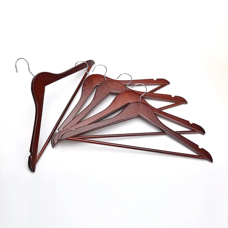 Multifunctional High Grade Solid Wooden Suit Hangers, Coat Hangers, Walnut Finish  (12 pieces/ lot)