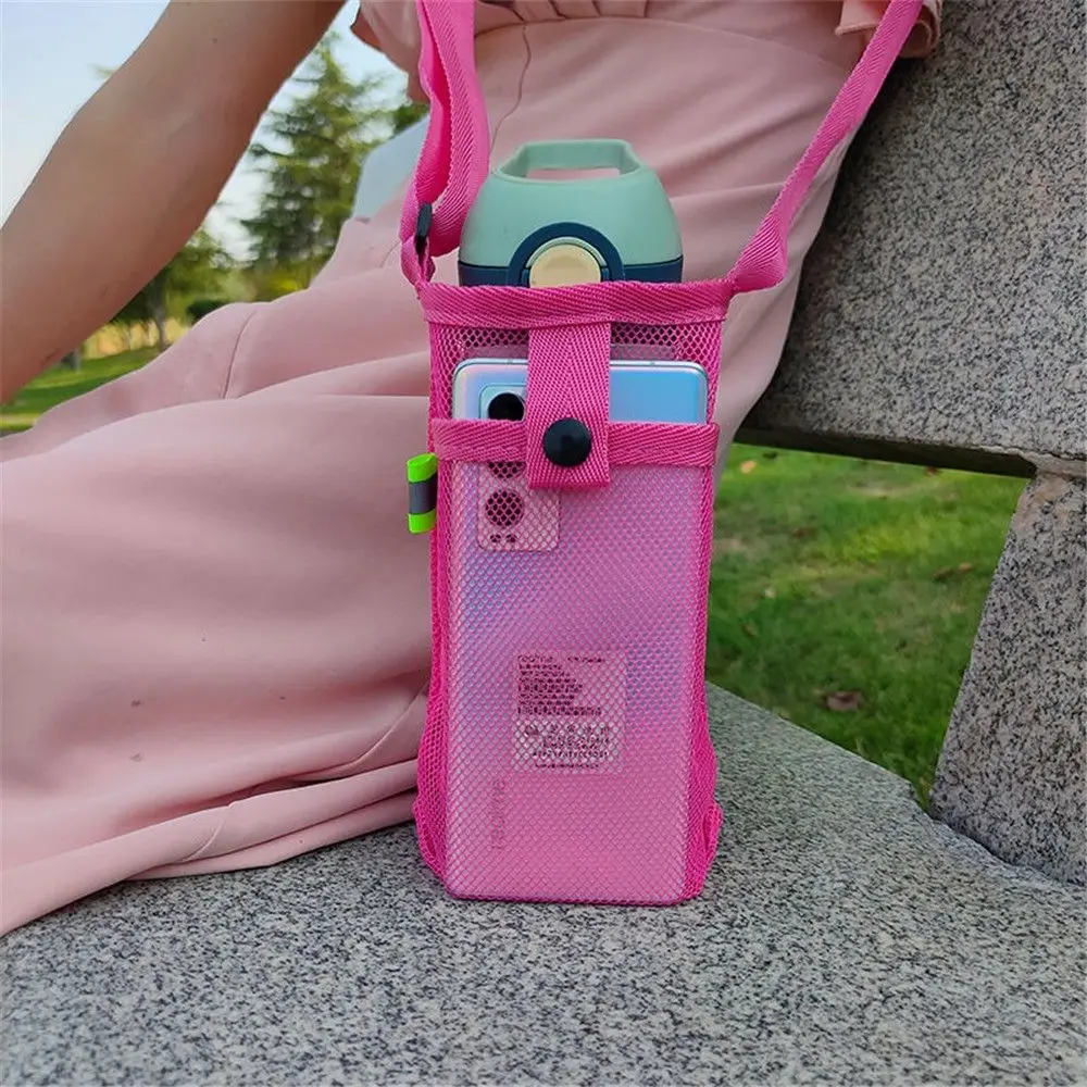 

Portable Visible Bag With Strap Cup Sleeve Mobile Phone Bag Useful Sport Water Bottle Cover Mesh Cup Pouch Travel Outdoor