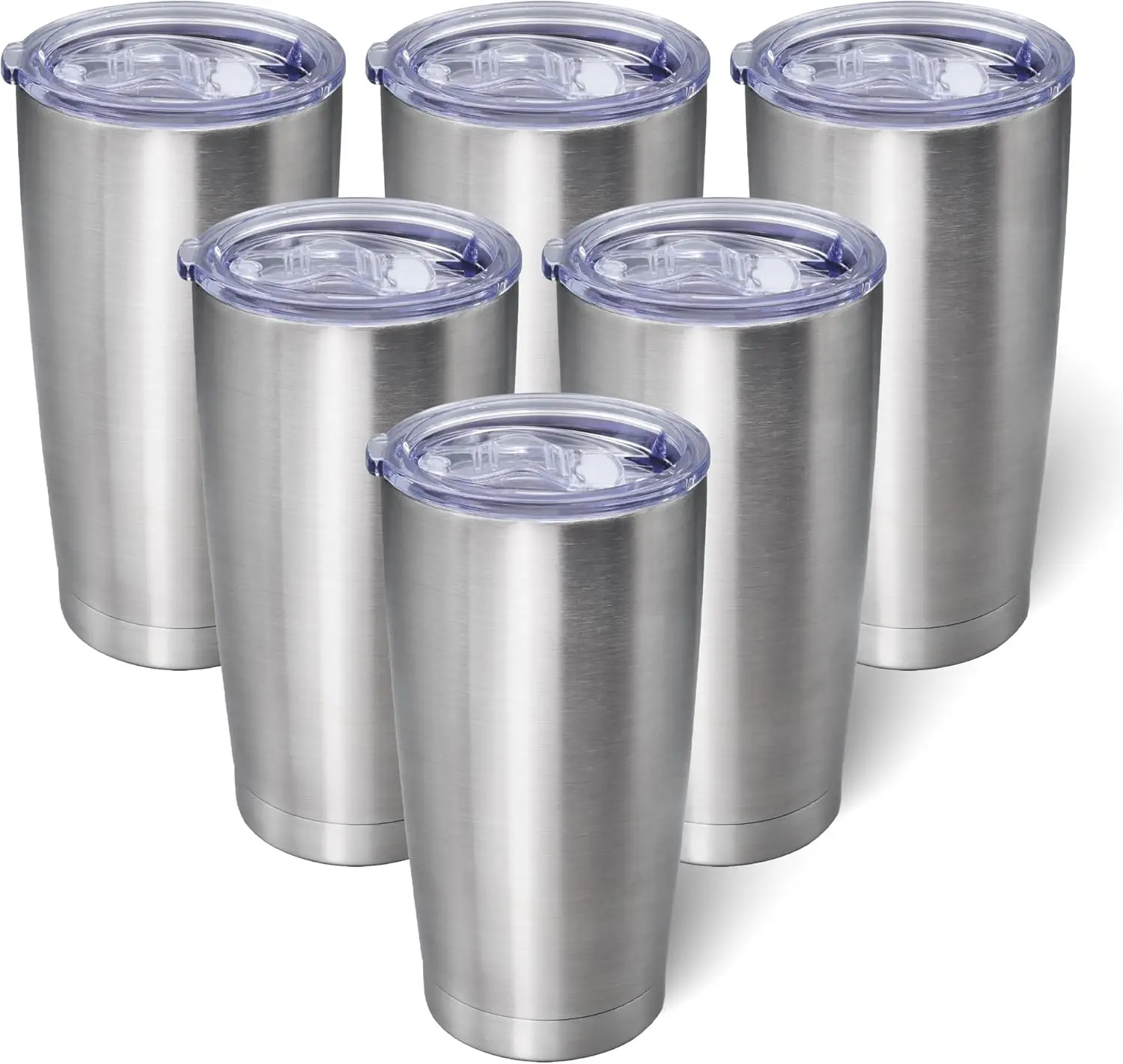 

Набор из 6 термокружек из нержавеющей стали с двойными стенками, 20 унций, с крышкой, для горячих и холодных напитков