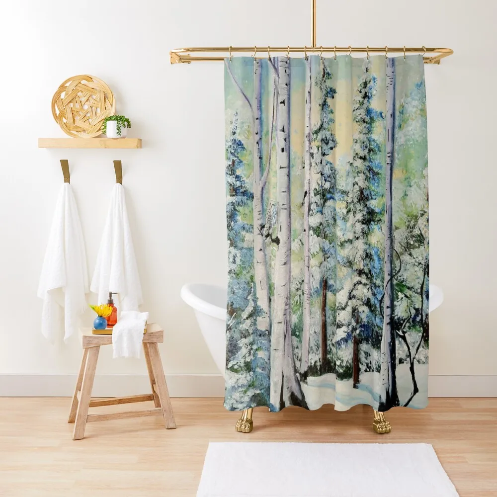 

Owl in the Birch Tree Shower Curtain Modern Bathroom Accessories For Bathrooms Elegant Bathroom Bathroom Fabric Curtain