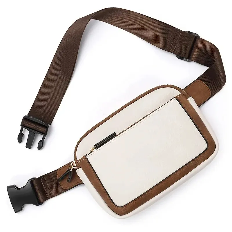 

1pc Waist Belt Bag For Women Crossbody Waist Bag Adjustable Strap Vegan PU Leather Women Messenger Handbag