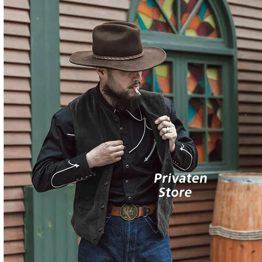 Chaleco de pana para hombre, chaqueta de un solo pecho, color marrón oscuro, Steampunk, envío rápido