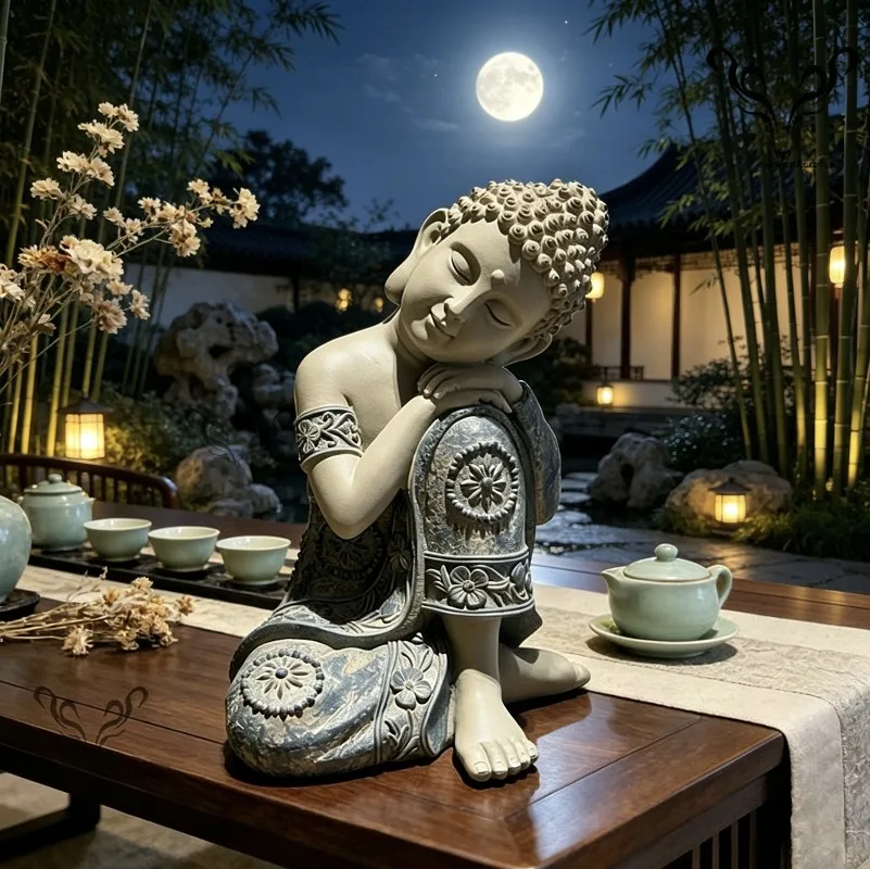 Sitting Posture, Sleeping Buddha Ornament, Garden, Sitting Buddha Statue, Study, Sculpture, Living Room Decoration,Buddha Statue