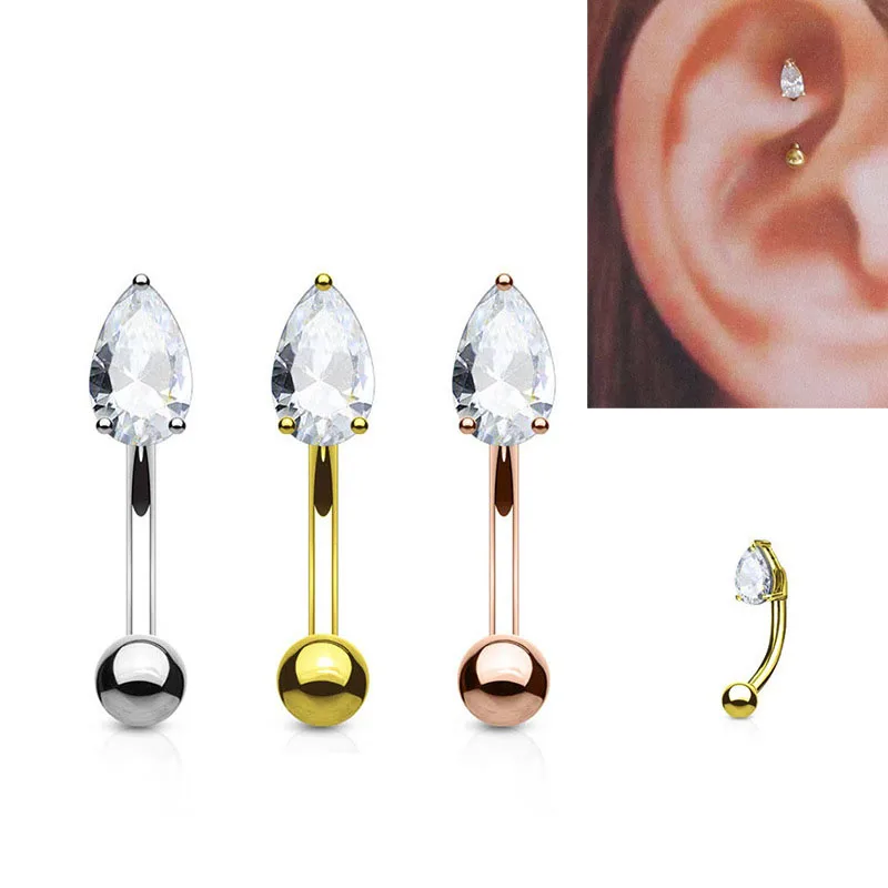 1PC Stainless Steel Star Butterfly Flower Curved Barbell Eyebrow Rook Piercing Jewelry Helix Stud Cz Daith Earring Belly Ring16G