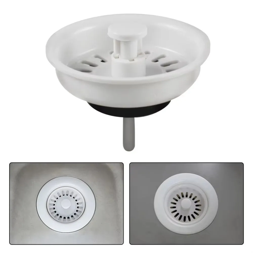 Universal 78mm Kitchen Drain Filter White Plastic Fine Mesh Sink Strainer Plug Easy Clean Kitchen Sink Accessory Sink Drainage