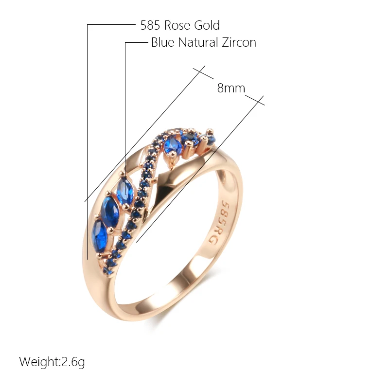 Kinel Hot Sparkling Purple Zircon Rings for Women Luxury 585 Gold Color Unusual Party Wedding Jewelry Daily Accessories
