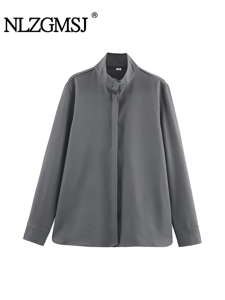 

NLZGMSJ винтажная повседневная женская блузка с длинным рукавом, однобортная свободная блузка, модные осенние рубашки 2025 года