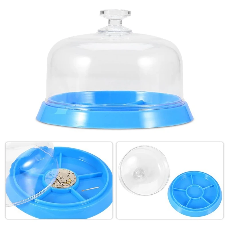 Cubierta de hoja antipolvo de reloj con bandeja, 6 ranuras, herramienta de reparación de movimiento de reloj, herramientas de joyería, Protector de repuesto, herramienta de reparación de relojero