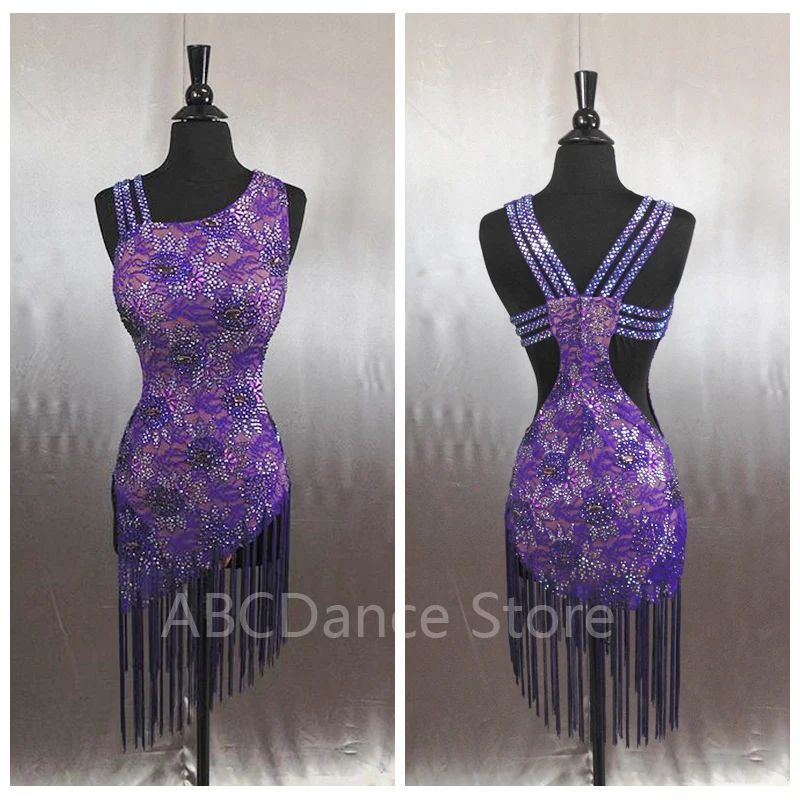 Women Ballroom Salsa Rhythm Latin Rumba Dance Dress US 10 UK 12 New Latin dance competition dress