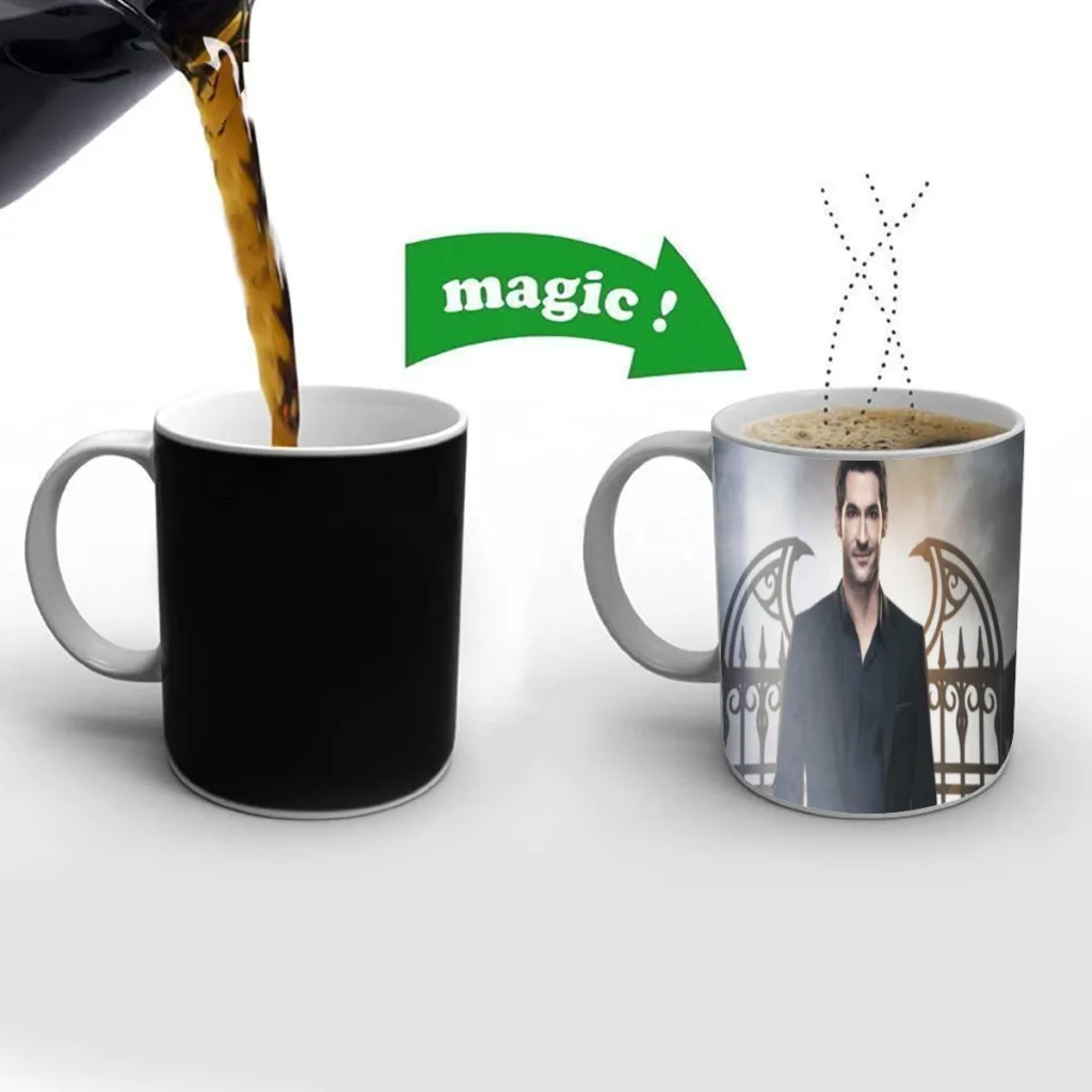 

Lucifer Morningstar Crime Tom Ellis Magic Mug Changing Color Mug Coffee Tea Mug Temperature Color Changing Heat Sensitive Cup