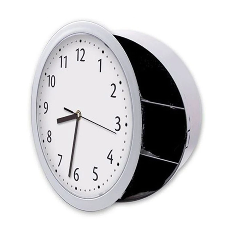 

G6DA Decorative Wall Clock with Hiddens Compartment Safe Cash Storing Box Cash Container Jewelry and Valuables