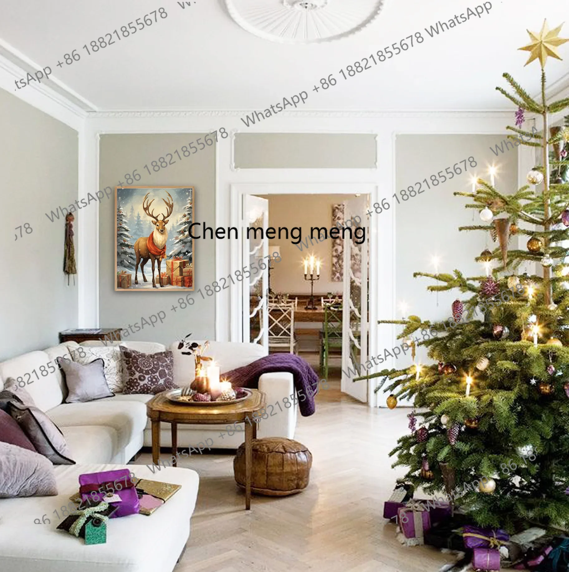 Christmas Spring Festival snowman elk design custom size decorative painting