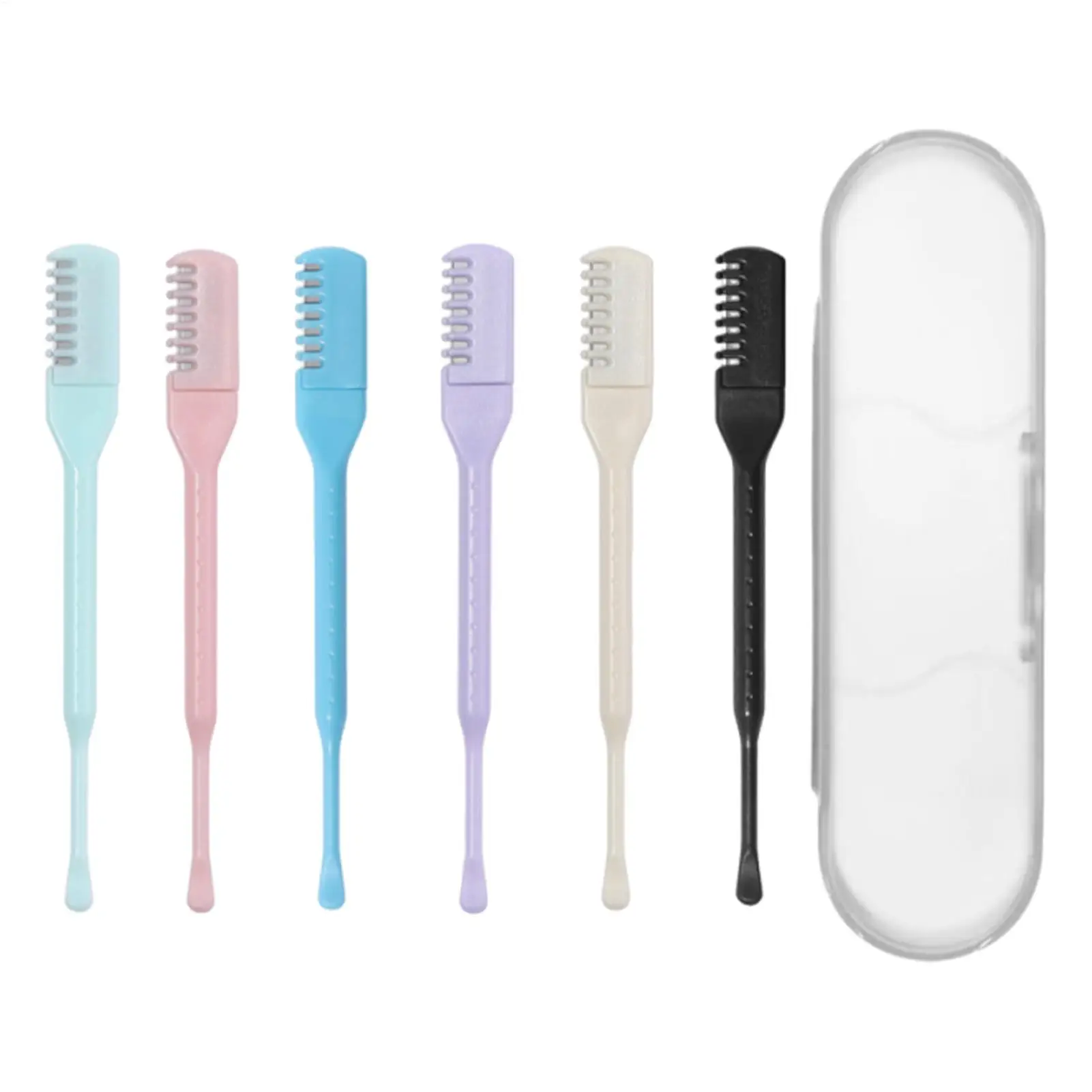 6Pcs Double-ended Manual Nose Hair Trimmer Portable Nose Hair Scissors Ear Scoop Hair Scraper Reusable Clean Remover Tools