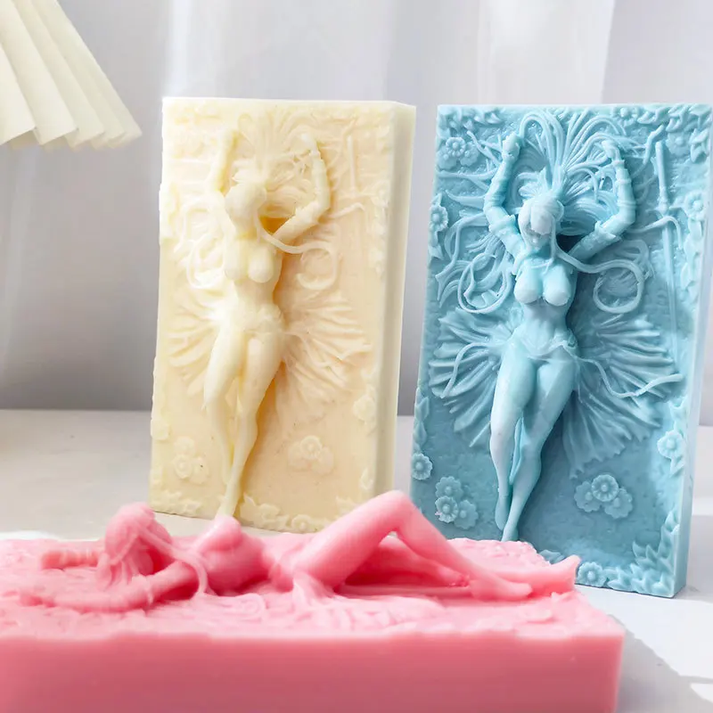 

Gorgon Medusa Silicone Candle Mold, Imprisoned Flower Fairy Relief Plaster Decoration, Square Soap Making Mold,Ready to Ship