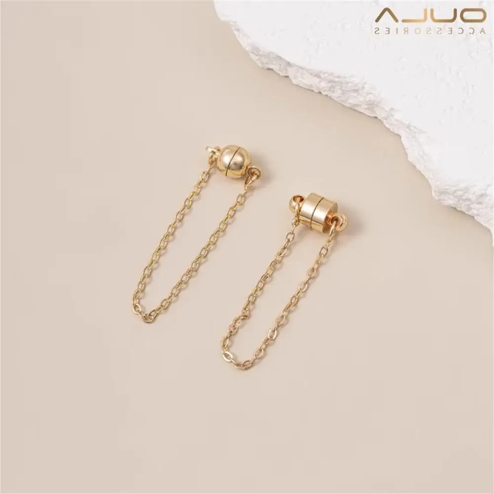 14k Gold-plated Anti-drop Magnetic Buckle O-shaped Chain Diy Jewelry Bracelet Necklace Safety Ending Buckle Connection Accessory