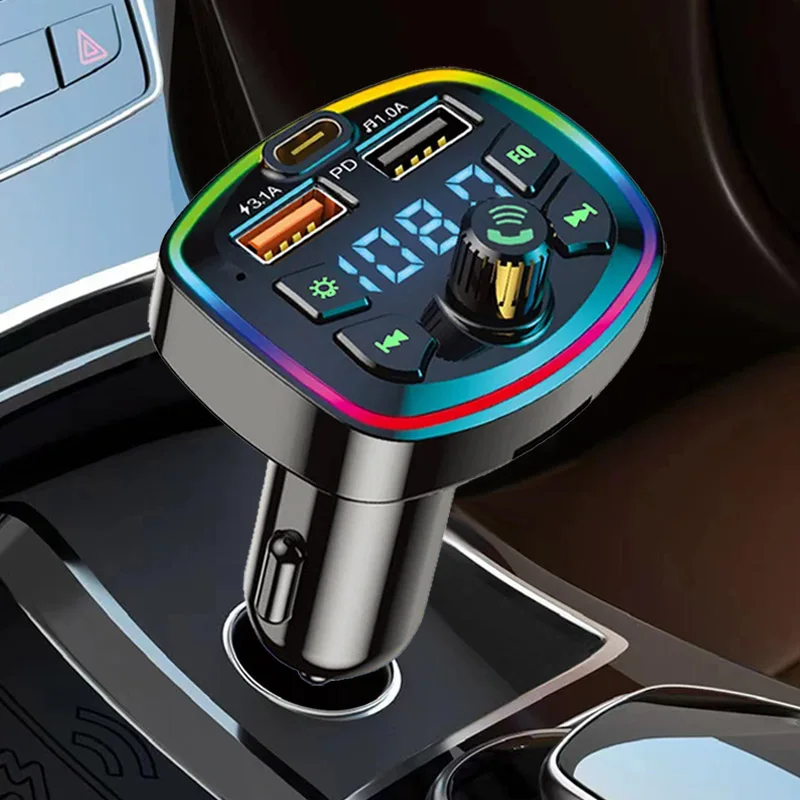 

JaJaBor FM Transmitter TF Card U Disk Mp3 Player Type C PD 18W 3.1A USB Fast Charging Handsfree Bluetooth Car Kit FM Modulator