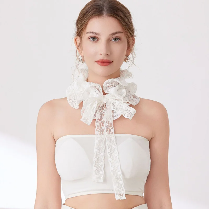Elegant Sweet Decorative Lace Collar Princess Neck Ruffle Detachable False Collar Neckwear Fashion Costume Accessory