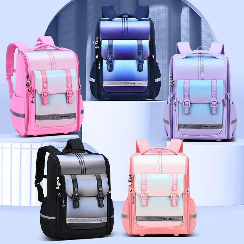 gradient backpacks for men and women in grades 1- 6, spine protection, weight reduction for children, large capacity shoulders